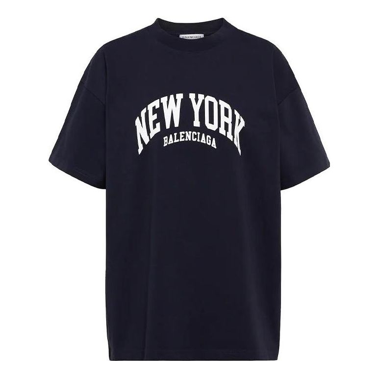 Balenciaga Cities New York T-Shirt Medium Fit 'Dark Blue' 612965TLVM23967