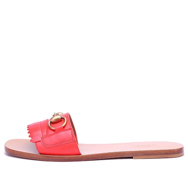 (WMNS) Gucci Horsebit Accent Leather Slides 'Orange' 517017-C9D00-6433