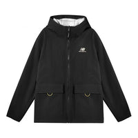 New Balance Logo Embroidered Double-Sided Hooded Jacket For Men Black AMJ11305-BK