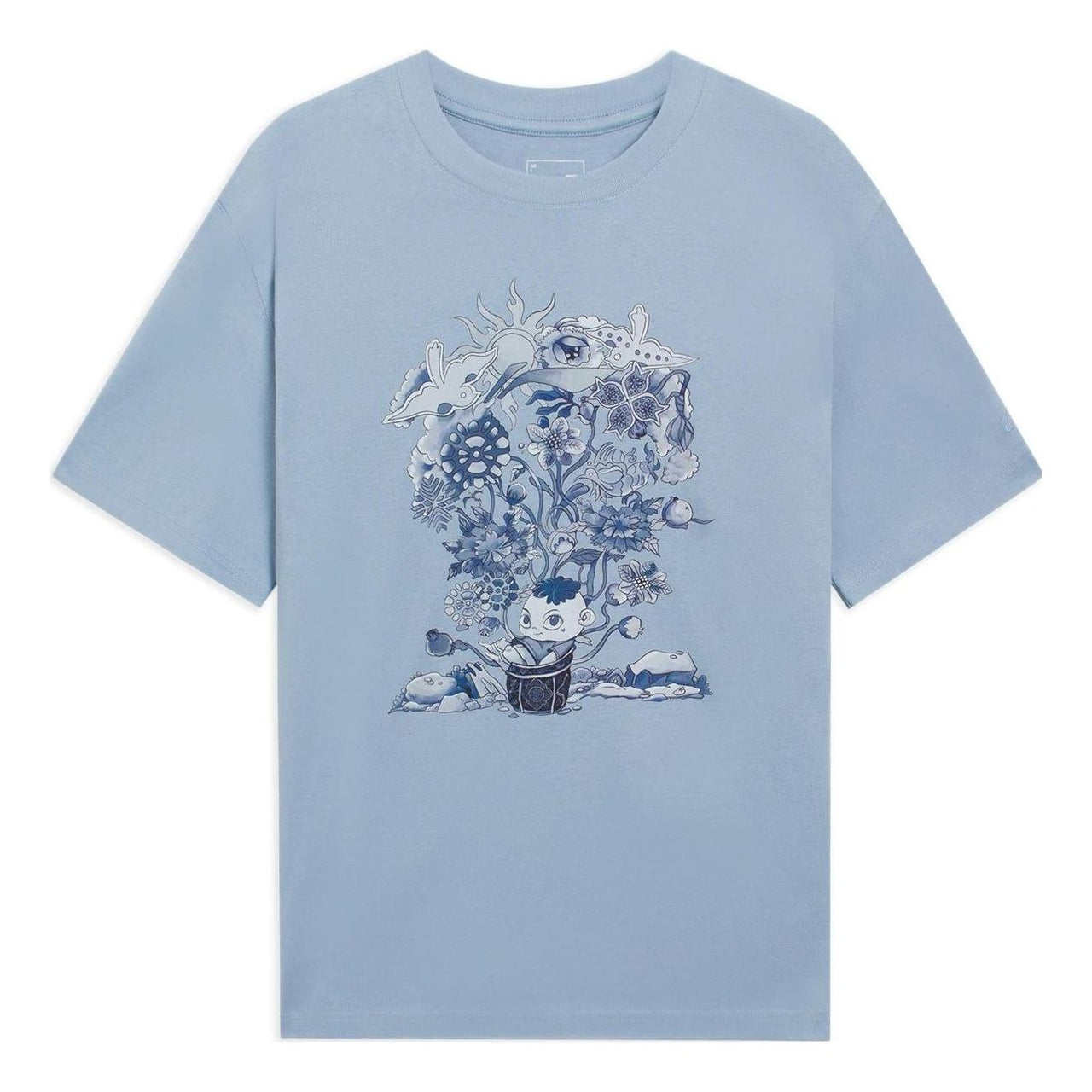 Li-Ning Floral Cartoon Graphic T-shirt 'Blue' AHSS753-2