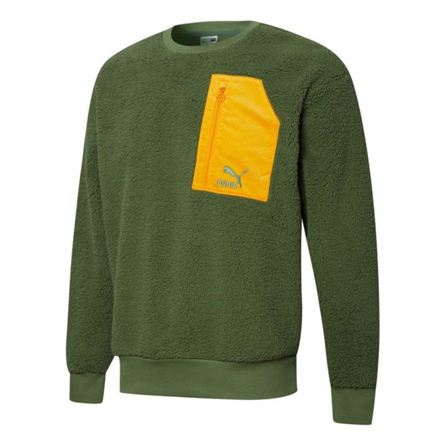 PUMA Retro Sherpa Crew Neck Sweatshirt 'Green' 534814-67