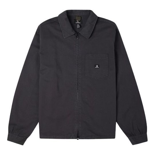 Converse Chest Pocket Washed Jacket Couple Style Black 10022303-A03