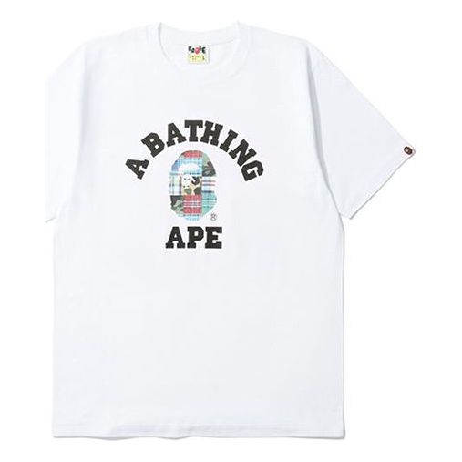 A Bathing Ape Plaid Small Short Sleeve Tee 'White' 1G30-110-046