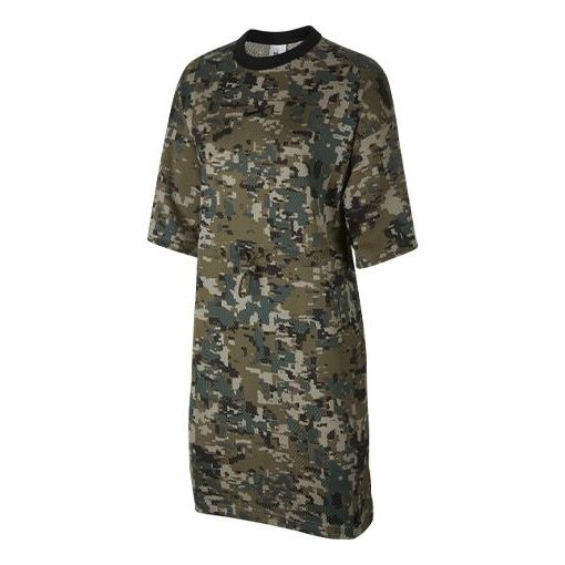 (WMNS) Nike Mesh Casual Camouflage Olive Green Dress CJ0178-222