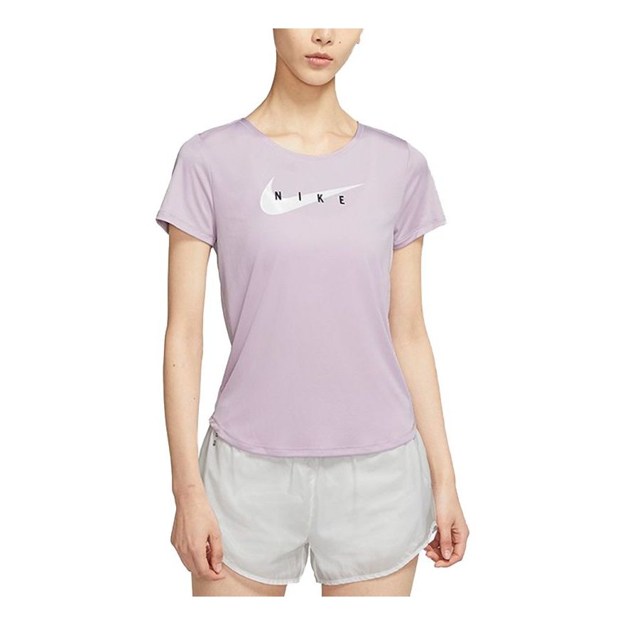 (WMNS) Nike AS W NK SWOOSH Run Top SS ICED LILAC CZ9279-576