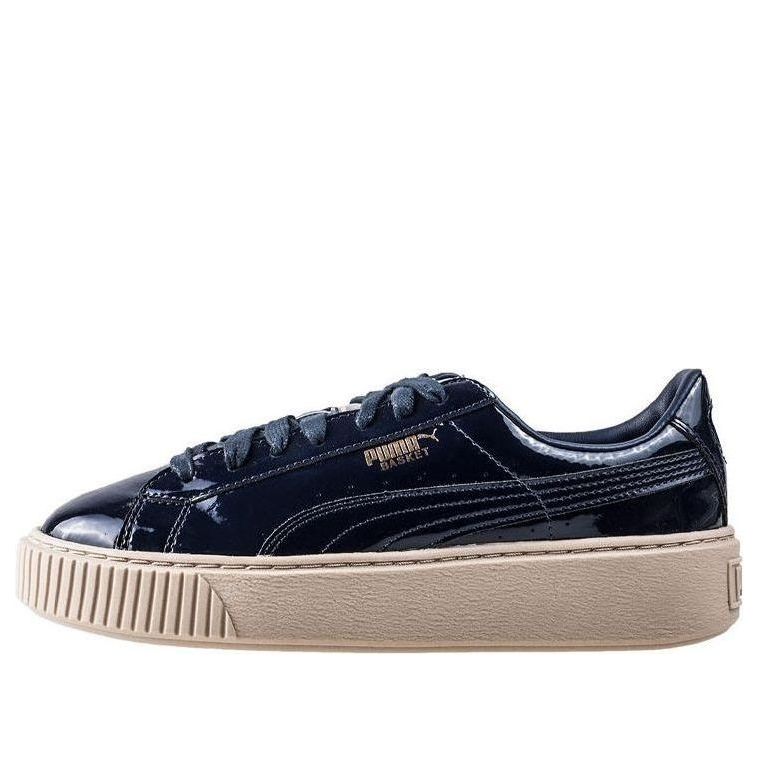 (WMNS) PUMA Basket Platform Patent Marshmallow 'Black' 363314-06