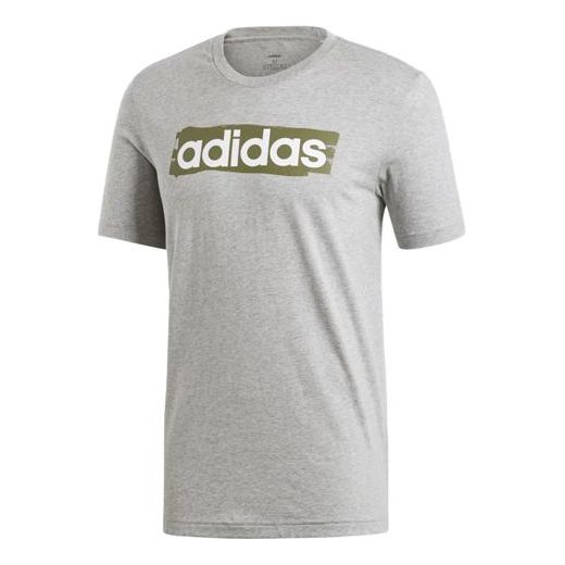 adidas Alphabet Logo Printing Sports Short Sleeve Gray DV3051