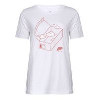 (WMNS) Nike Sportswear Air Printing Round Neck Casual Sports Short Sleeve White T-Shirt AR3997-100
