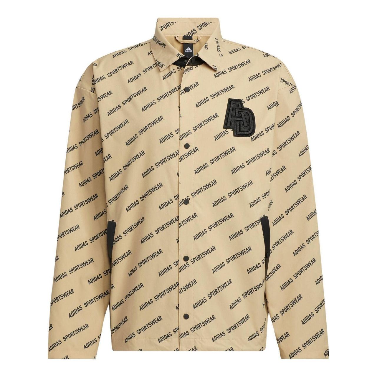 adidas Logo Print Loose Fit Jacket 'Beige Black' IB2746