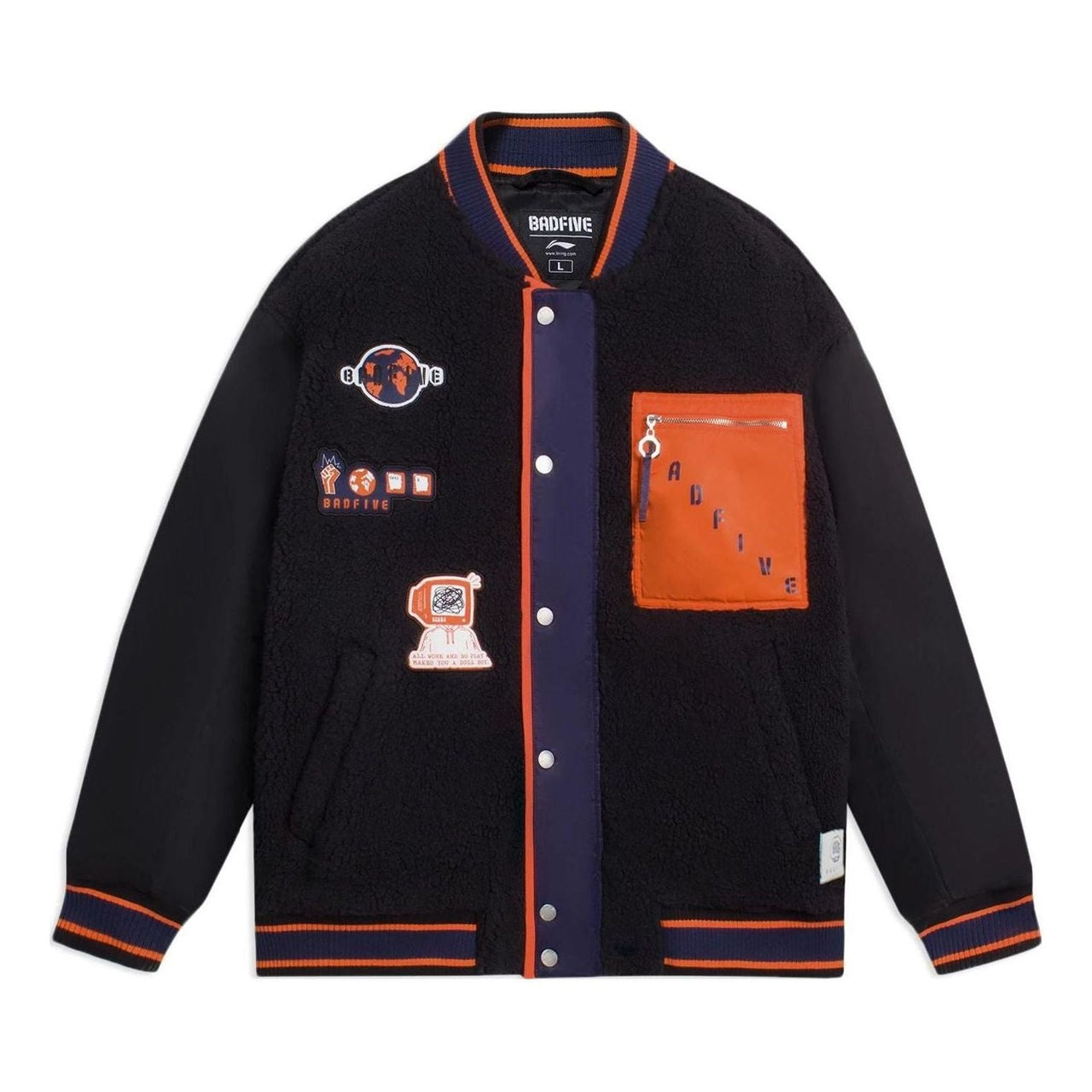 Li-Ning BadFive Graphic Baseball Jacket 'Black' AFDSA73-2