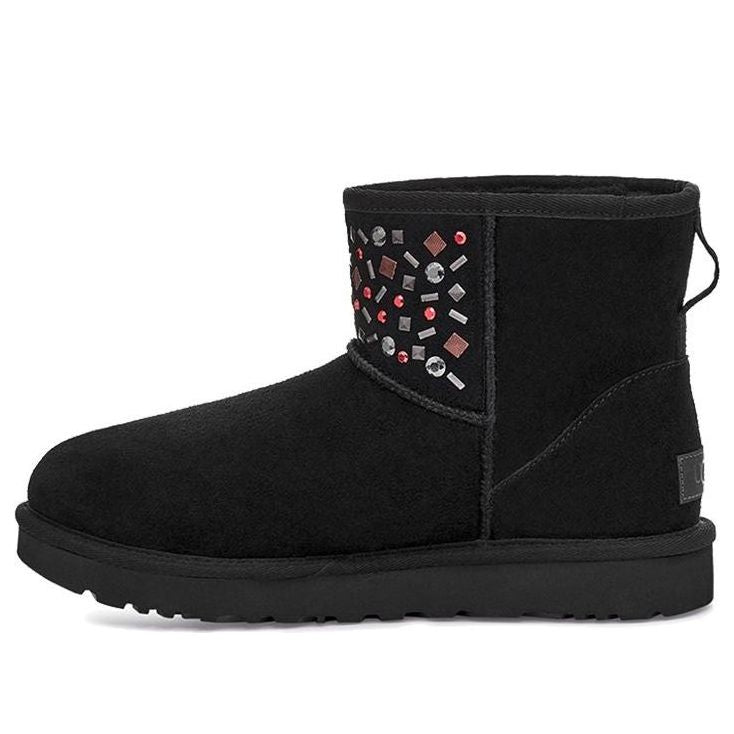 (WMNS) UGG Classic Mini Stud II Rivets Snow Boots Black 1119101-BLK