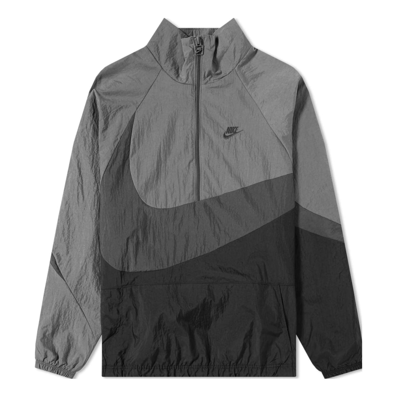 Nike Swoosh Woven Half Zip Jacket 'Black Anthracite Dark Grey' AJ2696-011