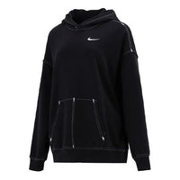 (WMNS) Nike Embroidered Logo Loose Hoodie Black DM6202-010