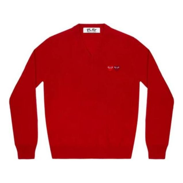 COMME des GARCONS PLAY V-Neck Pullover Double Emblem 'Red' AZ-N056-051-5