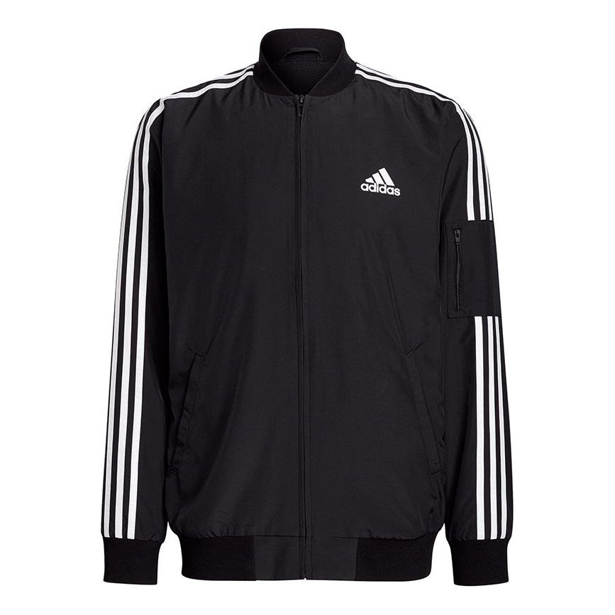 adidas M 3s Bomber Jkt Contrasting Colors Stripe Sports Logo Casual Jacket Black GV5254