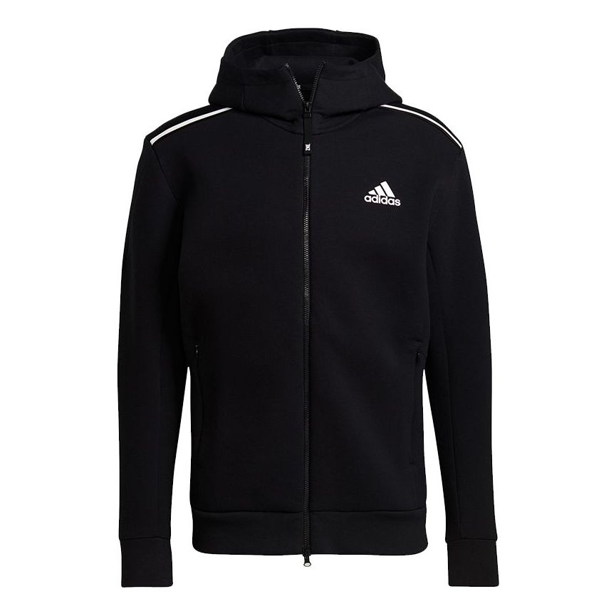 adidas M Zne Hood Logo Printing Sports Hooded Jacket Black GT9780
