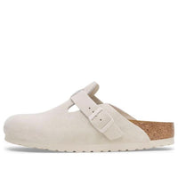 Birkenstock Boston Soft Footbed Suede Leather Sandals 'Antique White' 1027667