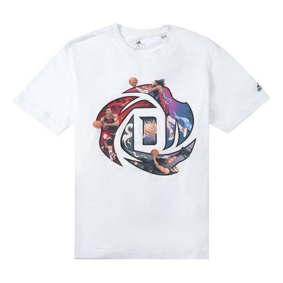 Men's adidas Rose Logo Cartoon Ross Pattern Printing Casual Round Neck Short Sleeve White T-Shirt HS4324