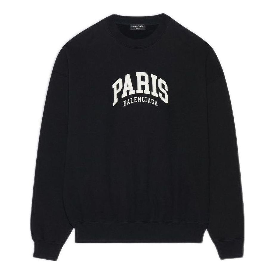 Balenciaga Cities Paris Crewneck Sweatshirt 'Black White' 676629TLVL81070