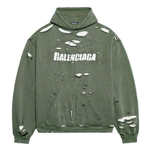 Balenciaga Caps Destroyed Hoodie 'Green' 659403TKVB63011