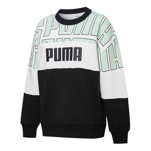 (WMNS) PUMA Colourblock Aop Sweatshirt 'Black Green White' 598241-32