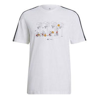 adidas x Disney Crossover M 3s Dsny Bb T Mickey Cartoon Printing Stripe Sports Short Sleeve White GL3086