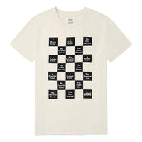(WMNS) Vans Grid Printing Slim Fit Round Neck Short Sleeve Creamy White VN0A5L9CFS8