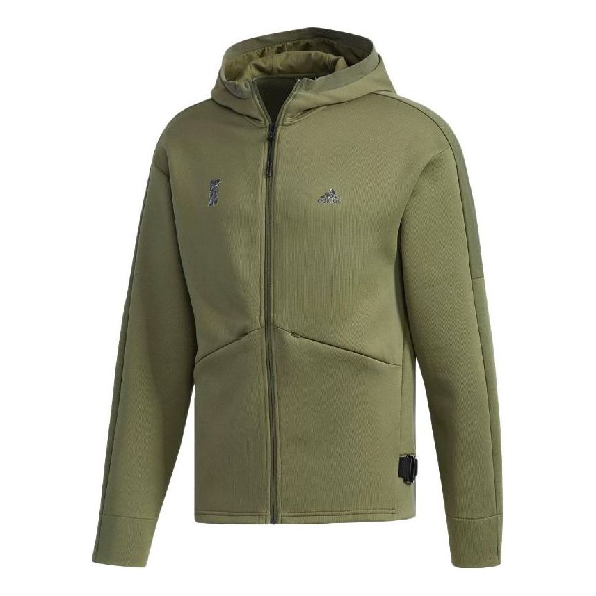 Men's adidas Martial Arts Series Knit Sports Hooded Jacket Military Green DM5237