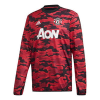 adidas Mufc Pre Wrmtop 20-21 Season Camouflage Manchester United Soccer/Football Training Casual Sports Pullover Red FR6031