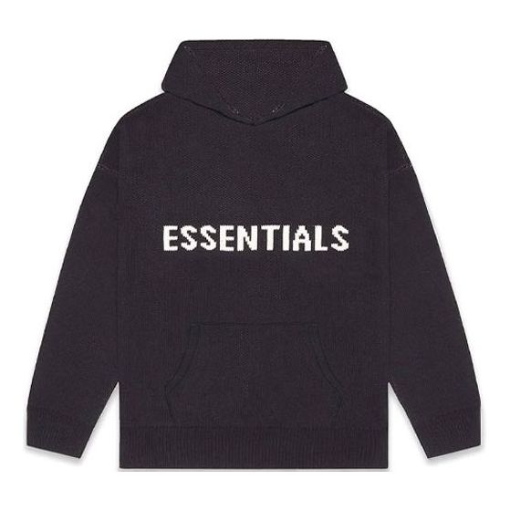 Fear of God Essentials FW20 Knit Logo Hoodie 'Black' FOG-FW20-332