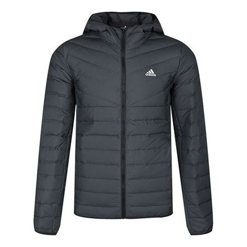 adidas Varilite 3s H J Stay Warm Outdoor logo hooded down Jacket Black DZ1420