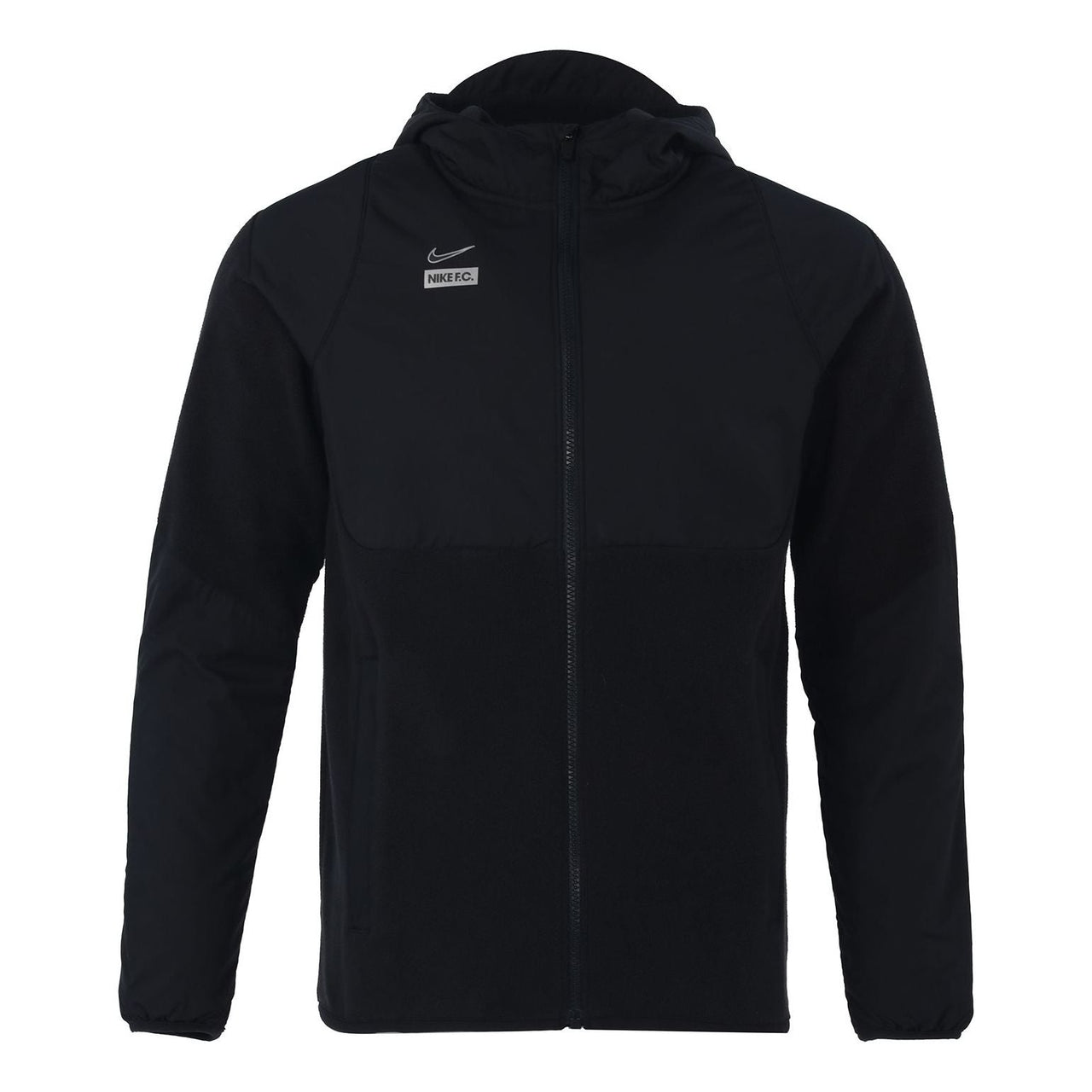 Men's Nike Solid Color Zipper Hooded Reflective Logo Printing Jacket Autumn Black DM1296-010