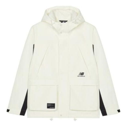 New Balance FW22 Hooded Windproof Jacket 'White Black' AMJ23320-CIC