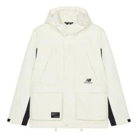 New Balance FW22 Hooded Windproof Jacket 'White Black' AMJ23320-CIC
