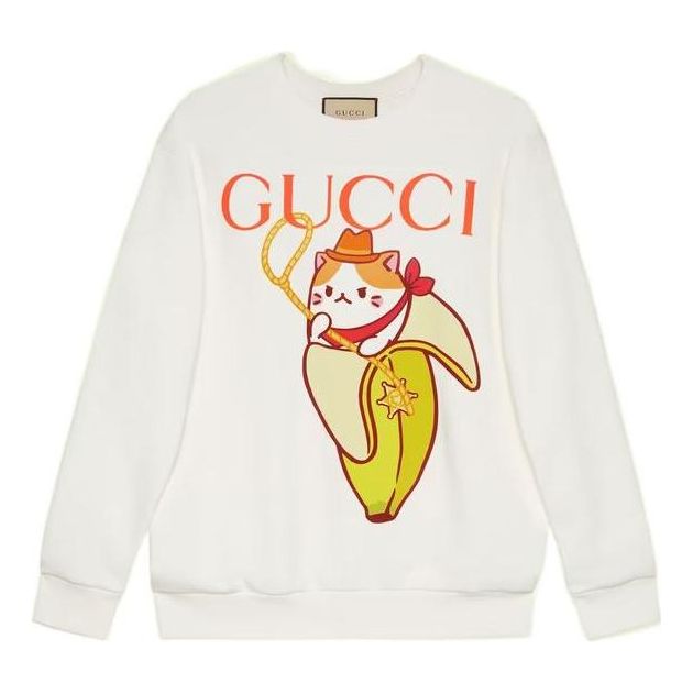 (WMNS) Gucci x Bananya Cotton Sweatshirt 'White' 617964-XJEGP-9095