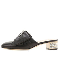 (WMNS) Gucci Crystal Buckle Low Heels Breathable Heighten Fashion High Heels Shoes Black 481163-BK000-1000