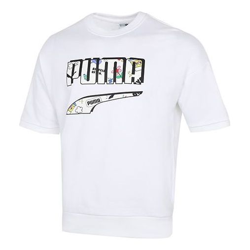 PUMA Unisex Printing Logo Round-neck Tee White 532041-02