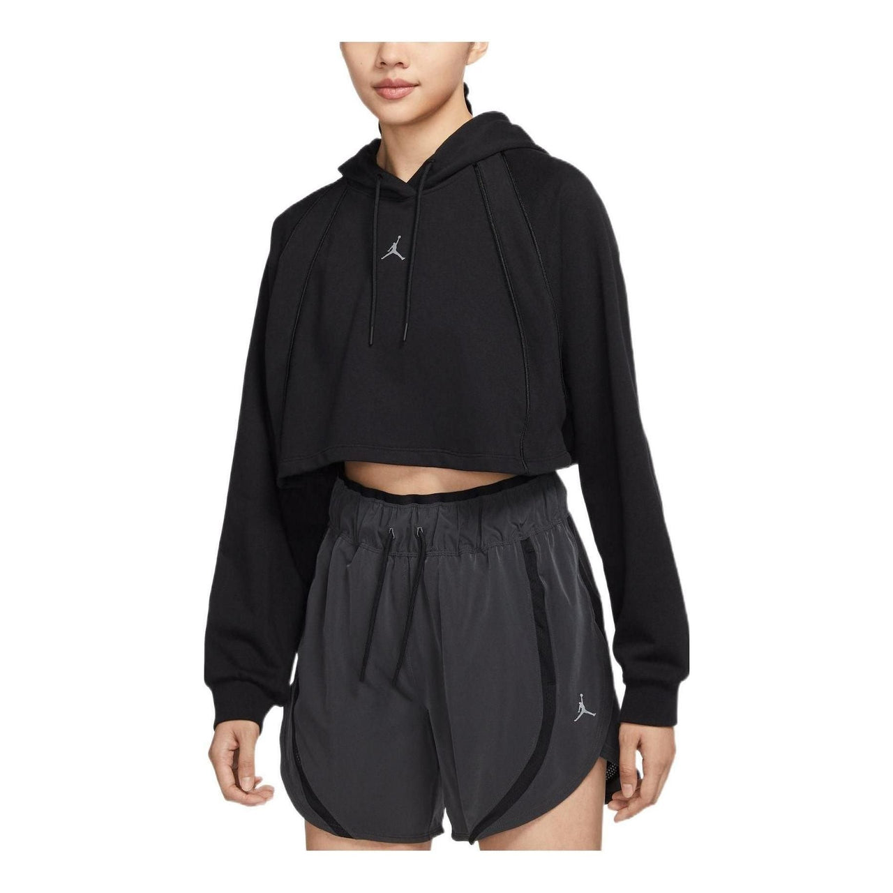 (WMNS) Air Jordan Crop Pullover Fleece Hoodie 'Black' DQ4391-010