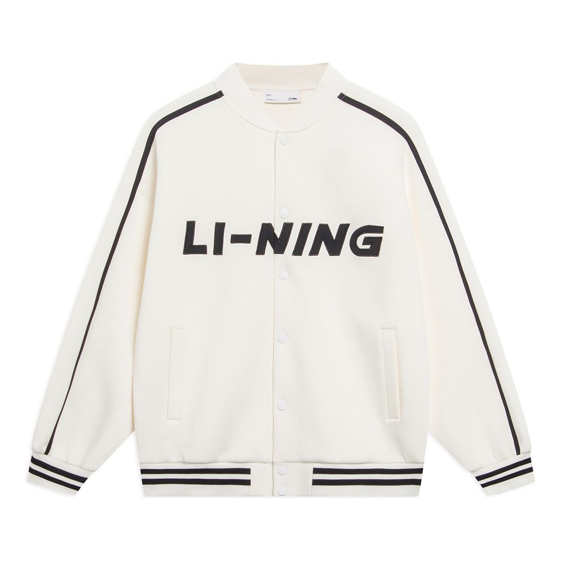 Li-Ning Striped Graphic Baseball Jacket 'White Black' AWDT545-1