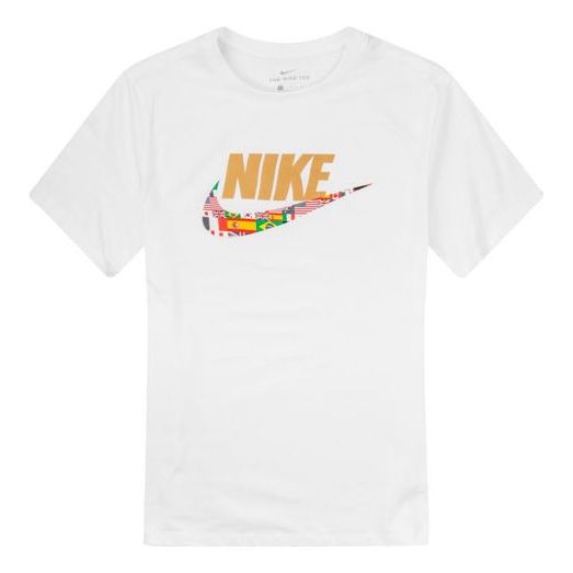 Nike Sportswear National Flag Logo Printing Sports Short Sleeve White CT6550-100