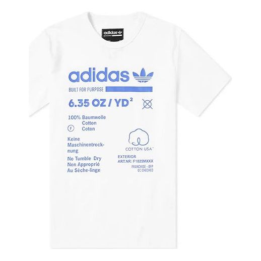 adidas originals Kaval Alphabet Printing Short Sleeve White DM1485