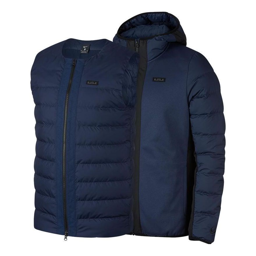 Nike Lebron Windproof Warm Zip Hooded Down Jacket 'Blue' AH2206-410