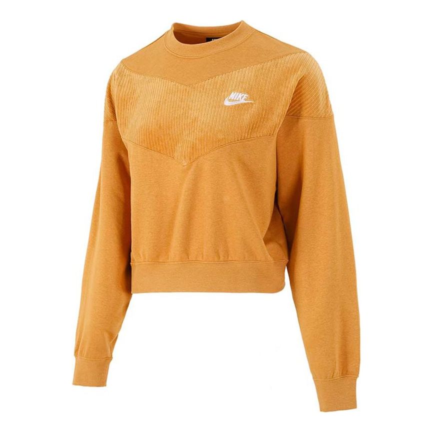 (WMNS) Nike As Nike Sportswear Hrtg Crew Velour Plus Fleece Round-neck Swea Orange CZ1877-712