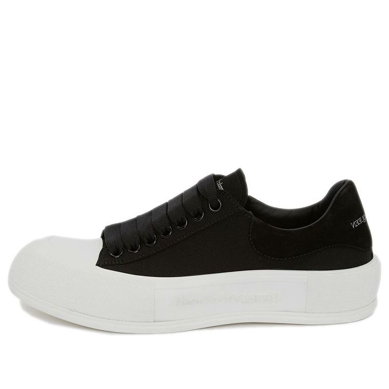 (WMNS) Alexander McQueen Deck Skate Plimsoll Lace Up 'Black White' 654593W4MV71070