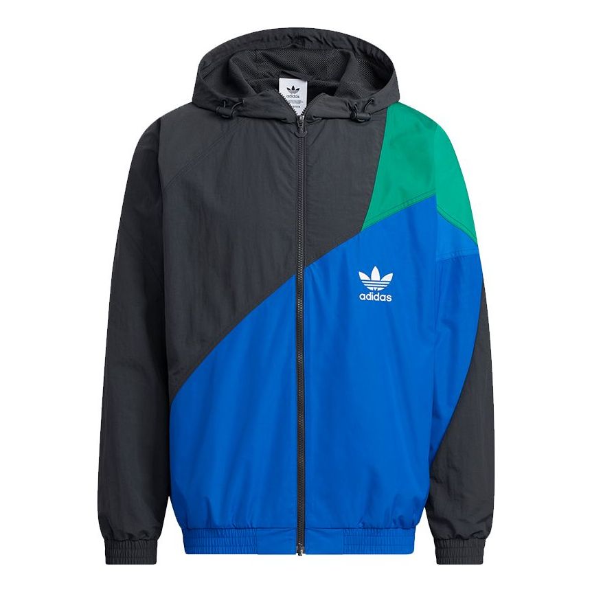 adidas originals Ts Wb Colorblock Splicing Sports hooded Logo Jacket Blue HF5946