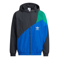 adidas originals Ts Wb Colorblock Splicing Sports hooded Logo Jacket Blue HF5946