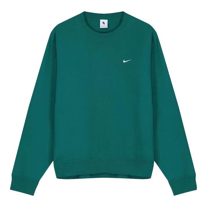 Men's Nike Embroidered Logo Solid Color Round Neck Long Sleeves Green CV0554-340
