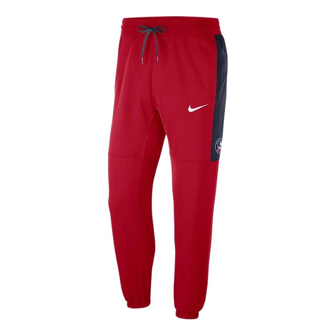 Men's Nike NBA Brooklyn Nets Contrasting Colors Logo Fleece Lacing Sports Pants/Trousers/Joggers Red DC0897-657