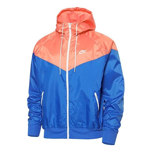 Nike Colorblock Zipper Windproof Hooded Jacket Blue DA0001-403