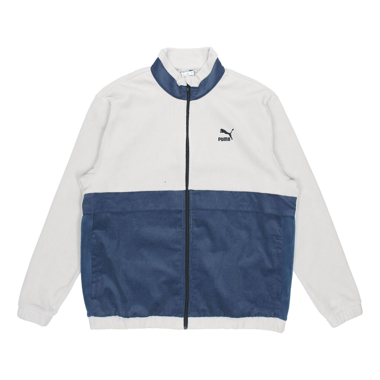 PUMA Winter Retro polar fleece Splicing Stand Collar logo Jacket light grey 531274-09